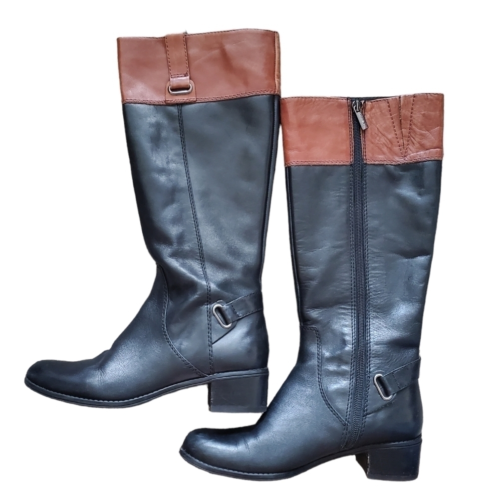 BANDOLINO Cazadora Black Brown Leather Riding Boots 7.5M